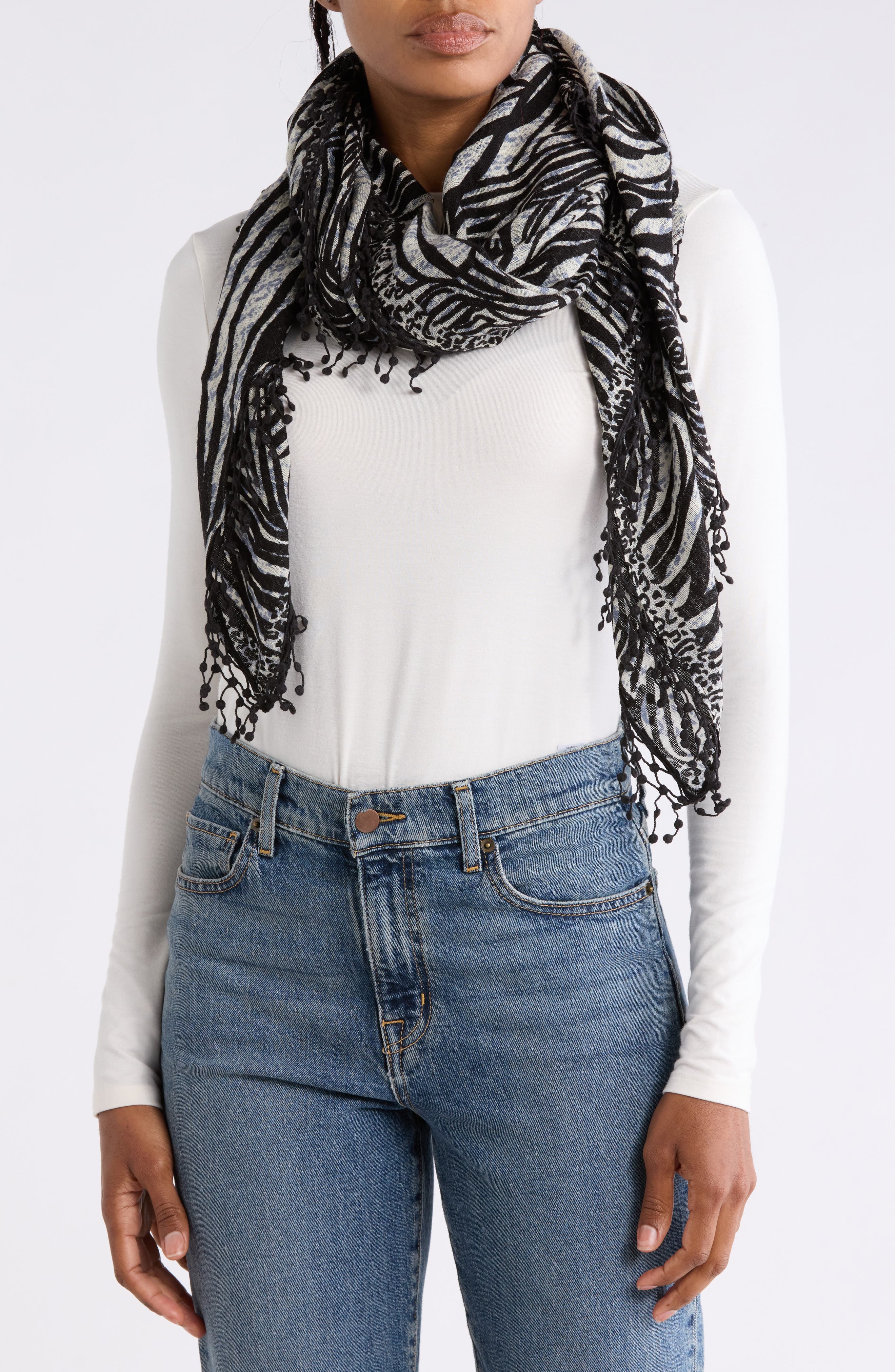 Animal Print Wool Scarf