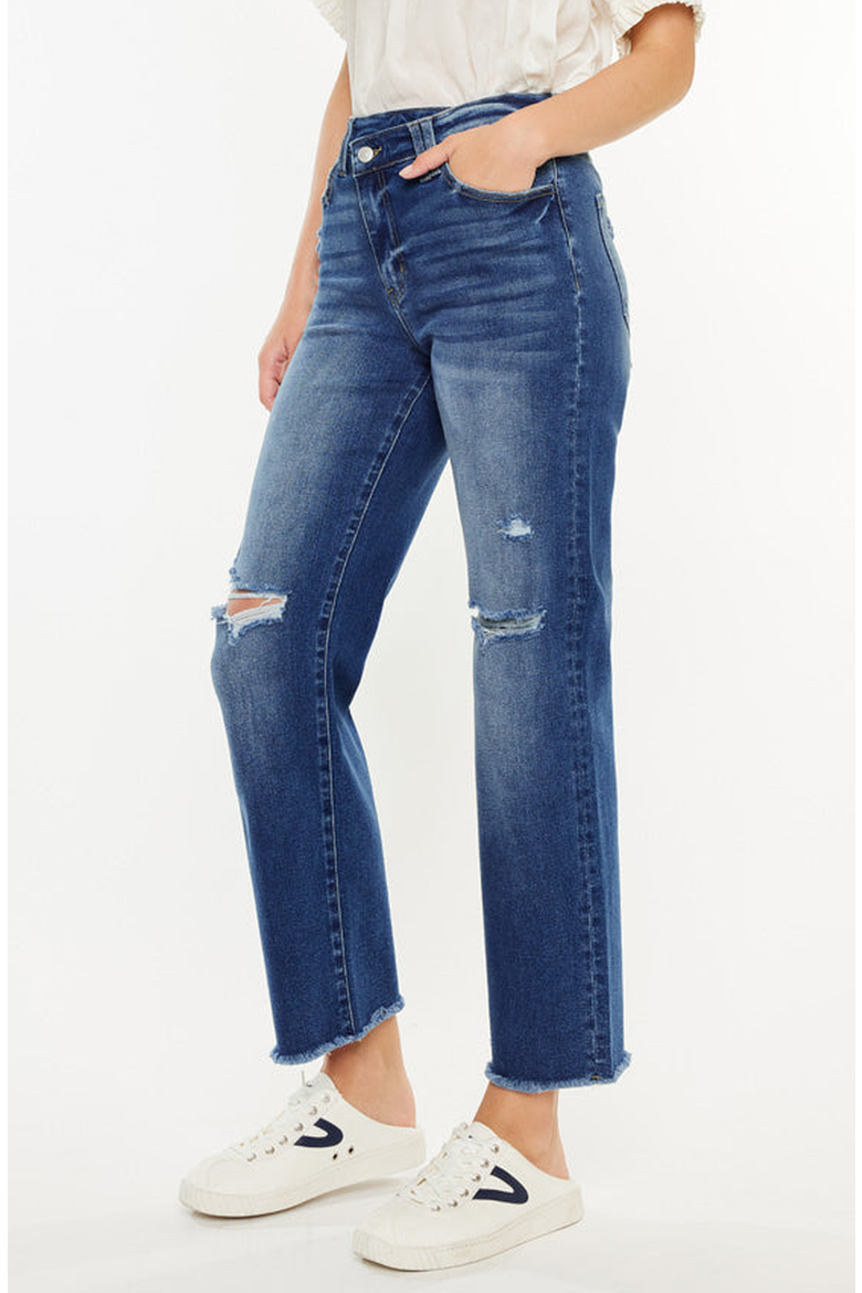 Mollie High Rise 90's Criss Cross Jeans, Alternate, color, Dark Wash