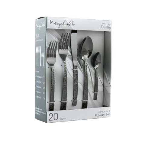 Baily 20 Piece Flatware Utensil Set, Stainless Steel Silverware Metal Service for 4