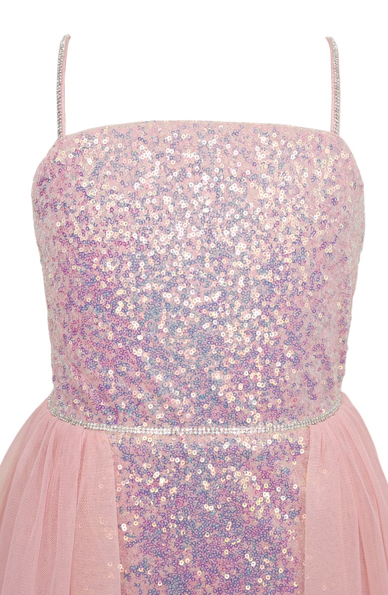 Zunie Kids' Sequin & Mesh Walk Thru Party Dress, Alternate, color, Pink