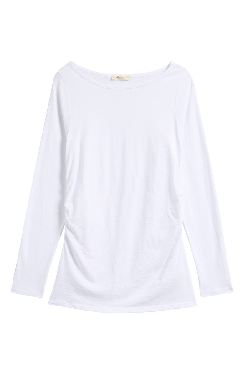 Madewell Ruched Long Sleeve Top, Alternate, color, White