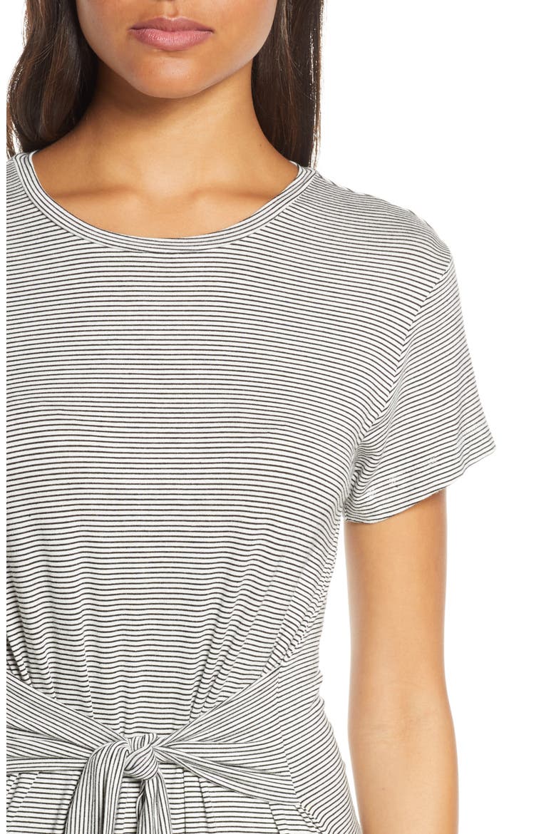 BB Dakota Waisting Time Mini Stripe T-Shirt Dress, Alternate, color, BLACK