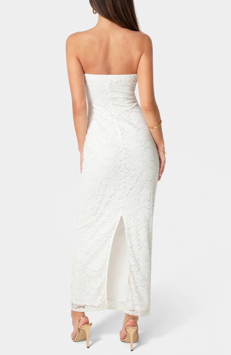 bebe Lace Strapless Maxi Dress, Alternate, color, Ivory