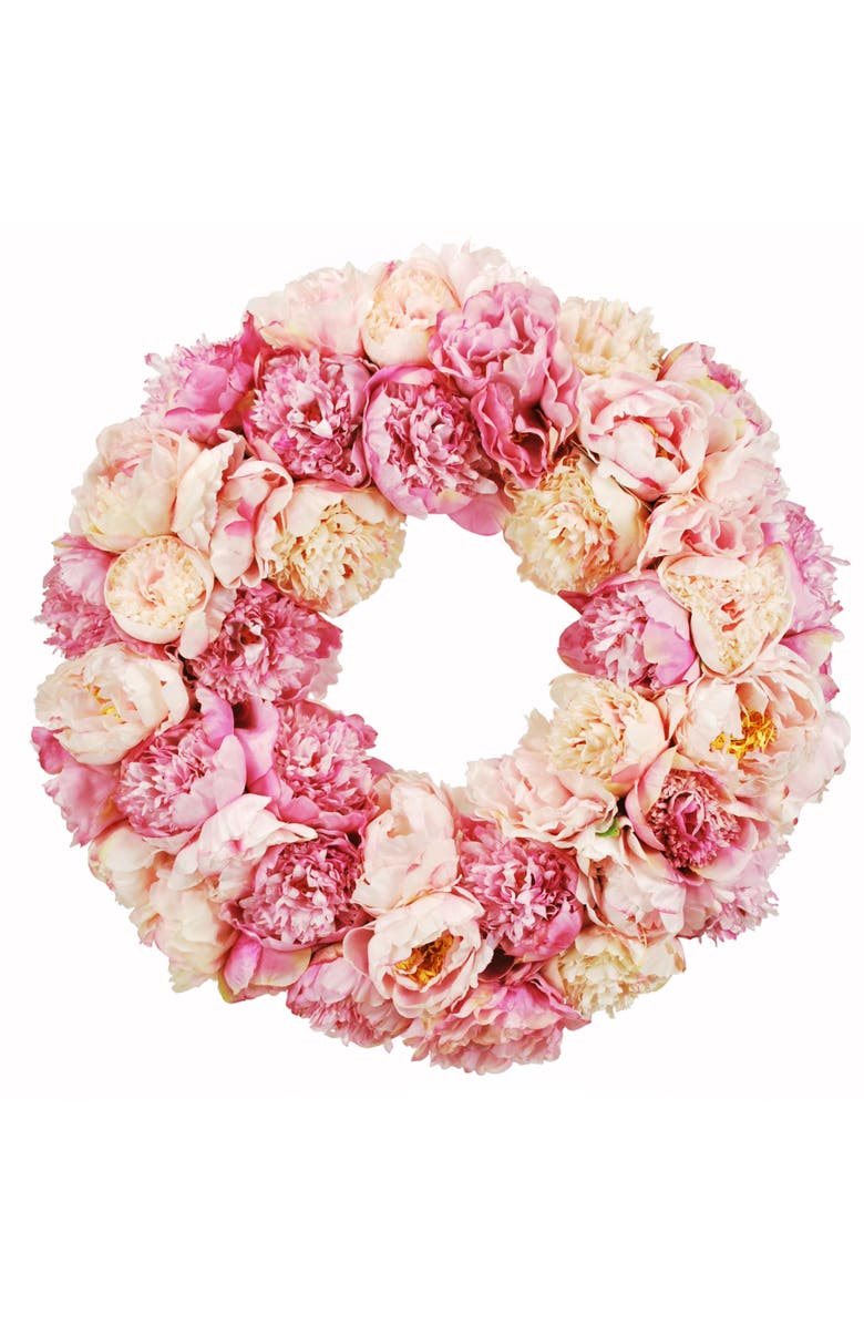 Winward Home Peony Wreath, Main, color, Pink