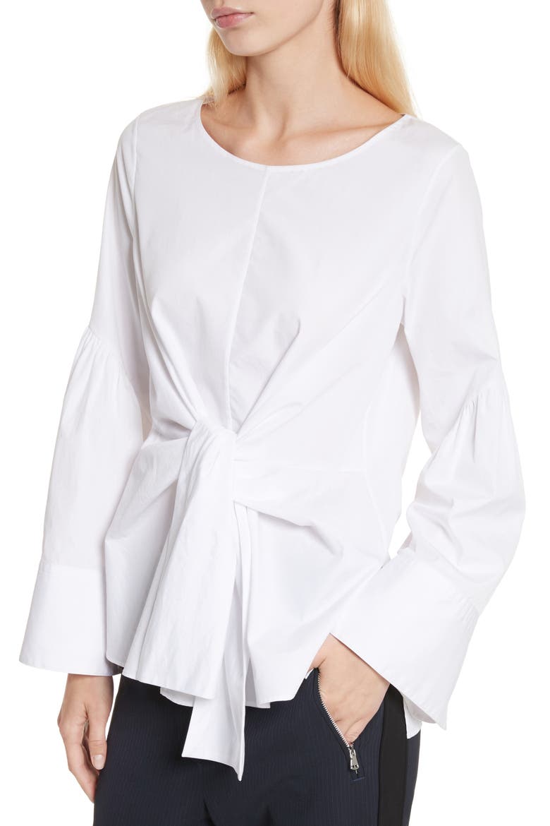 Tie Front Shirt, Alternate, color, WHITE