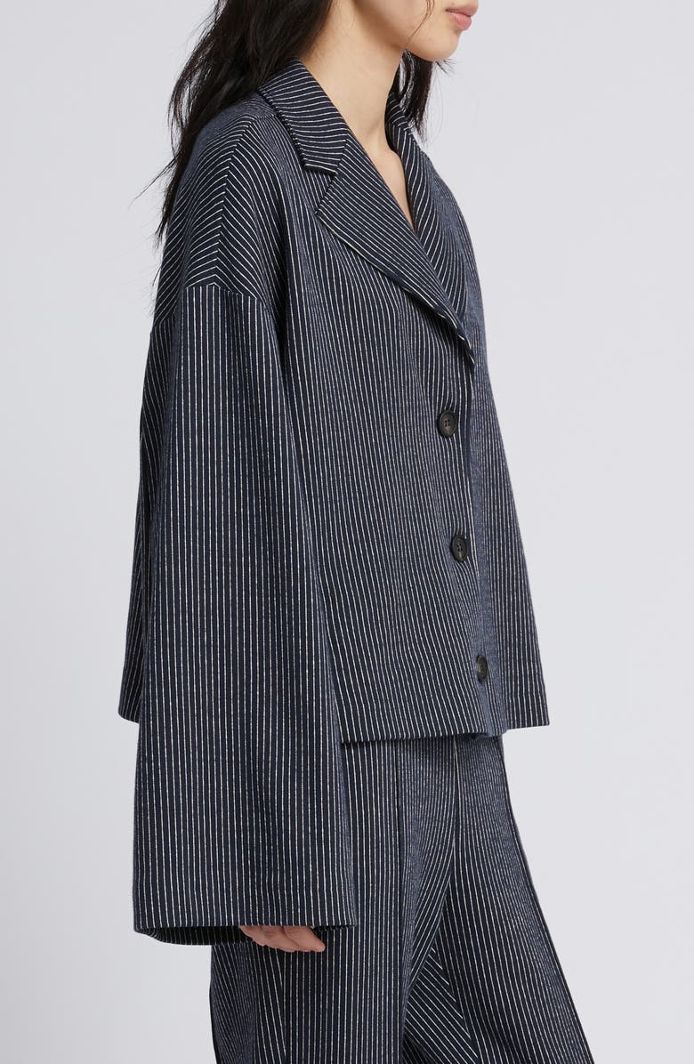 MM by Max Mara Giuliva Stripe Cotton Stretch Jersey Jacket, Alternate, color, Ultramarine