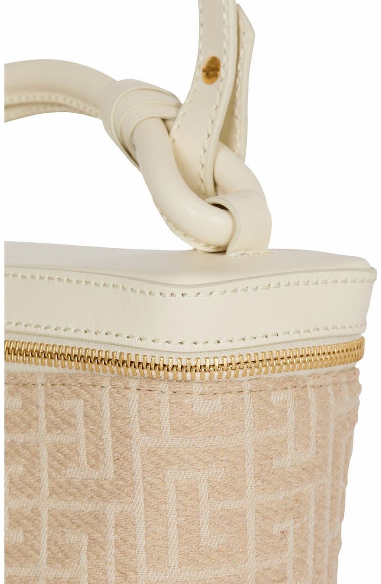 Balmain B-Army Vanity Case In Monogrammed Canvas And Calfskin, Alternate, color, Beige
