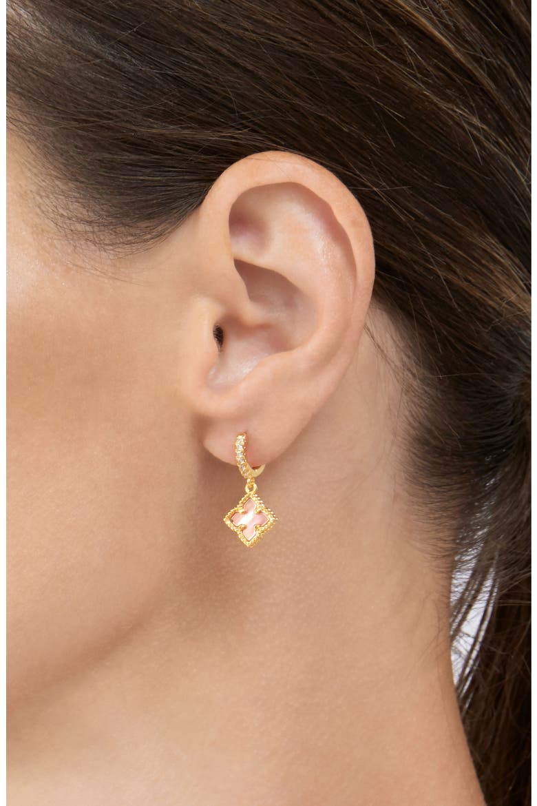 Set of 2 Clover of Hoop Earrings, Alternate, color, GOLD