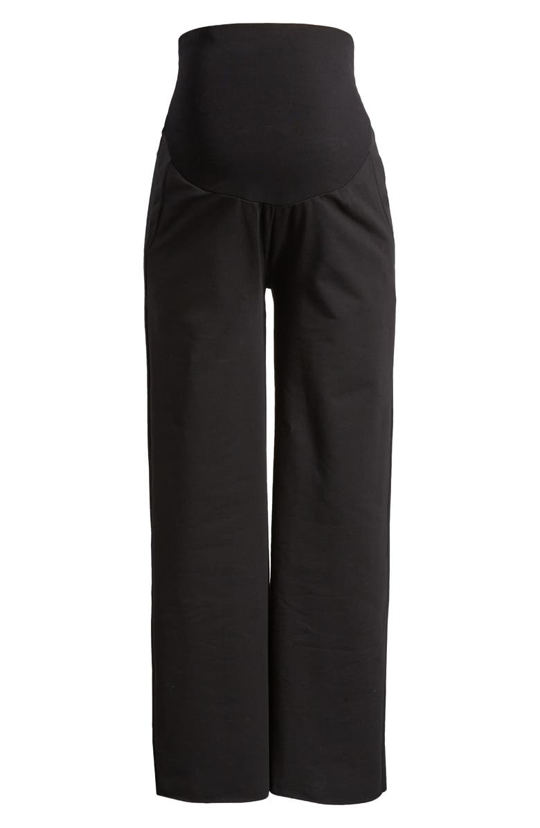 Accouchée Foldover Waistband Stretch Cotton Maternity Pants, Alternate, color, 