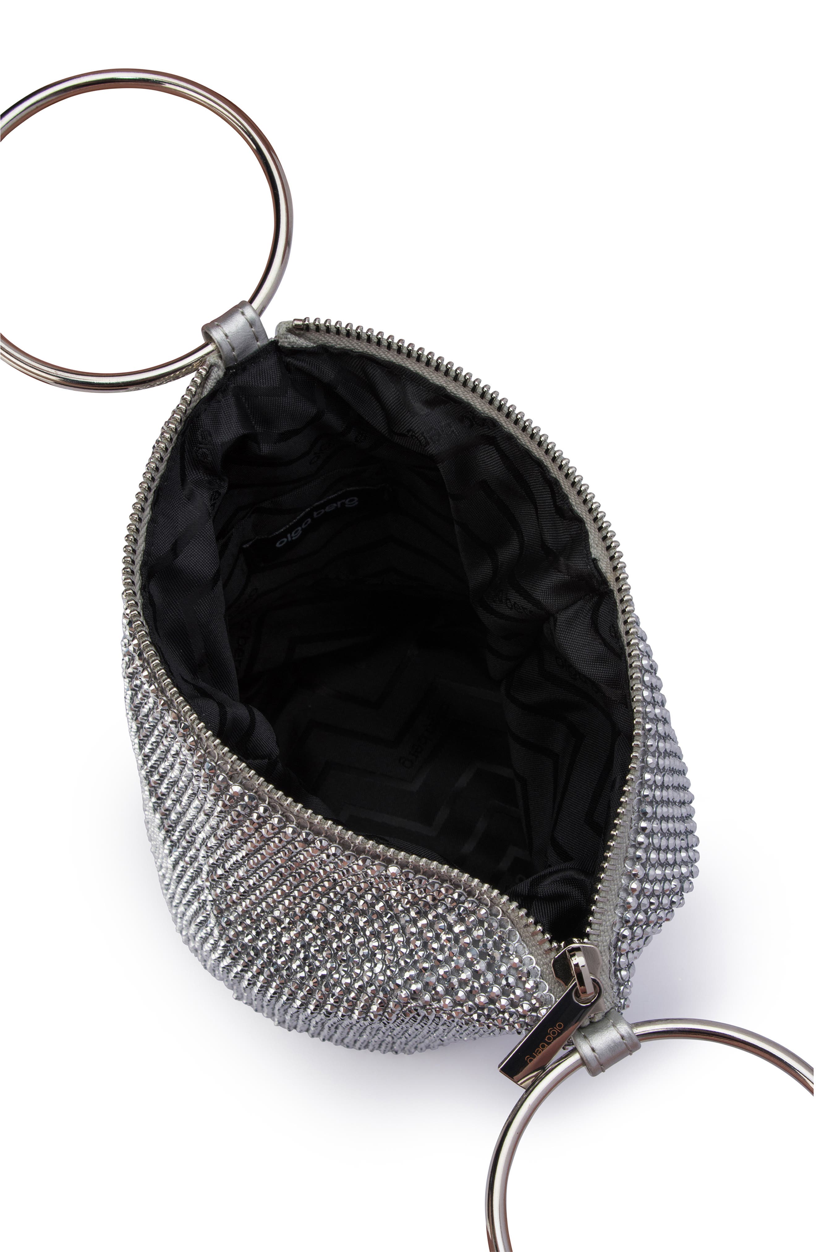Olga Berg Ellie Crystal Mesh Bag, Alternate, color, Silver