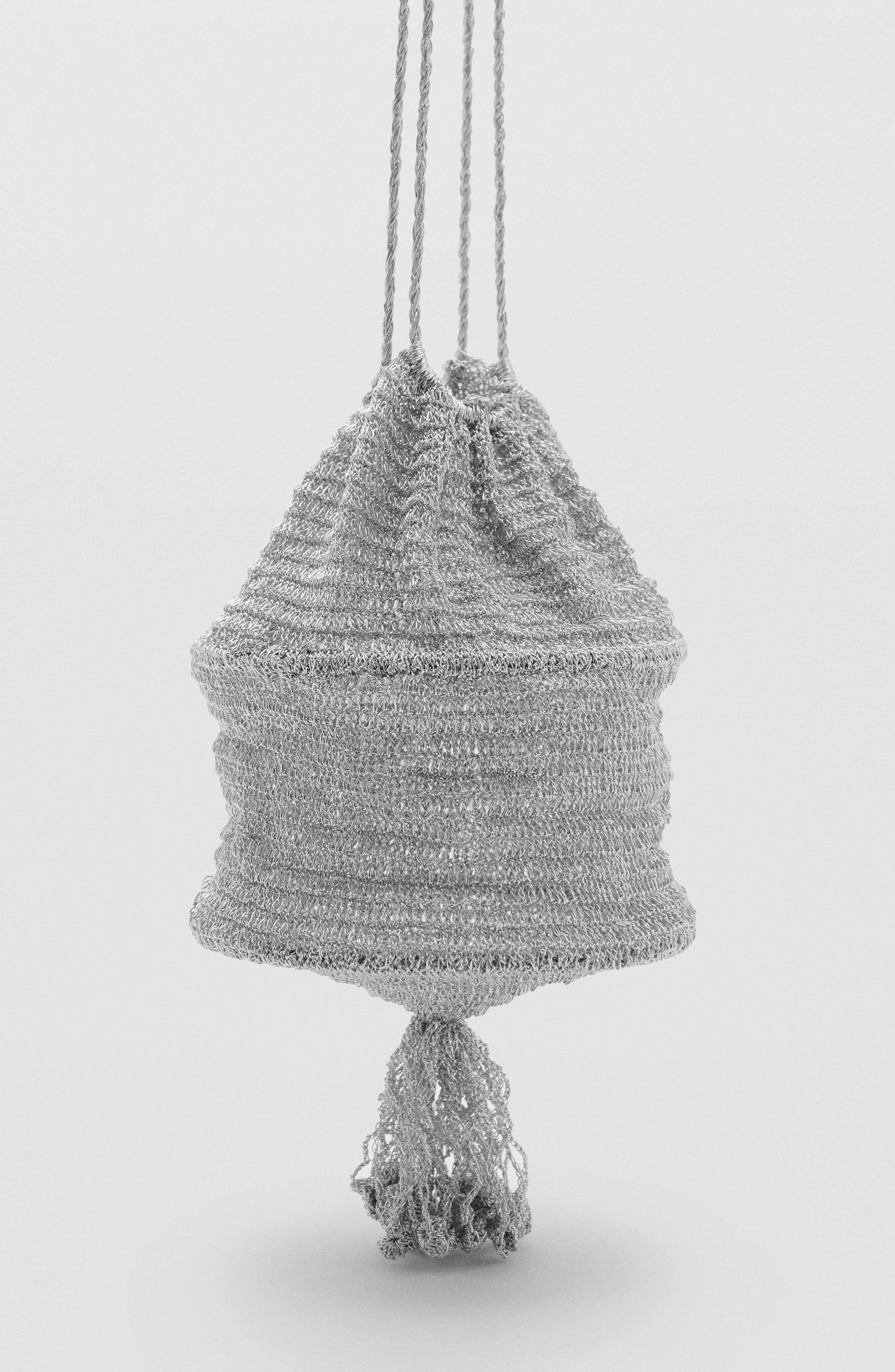 MANGO x Supriya Lele Metallic Sack Clutch, Alternate, color, Silver