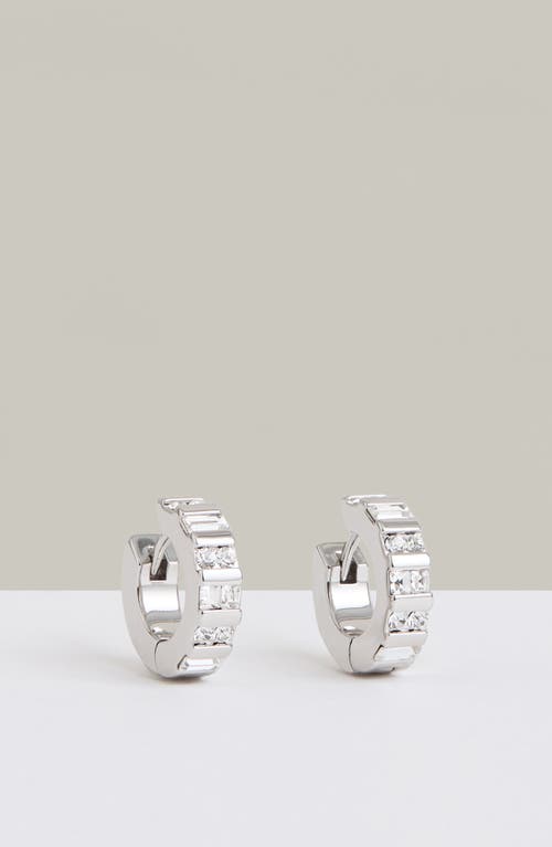 Reiss Sadie Crystal Huggie Hoop Earrings In Silver Tone/clear Crystal