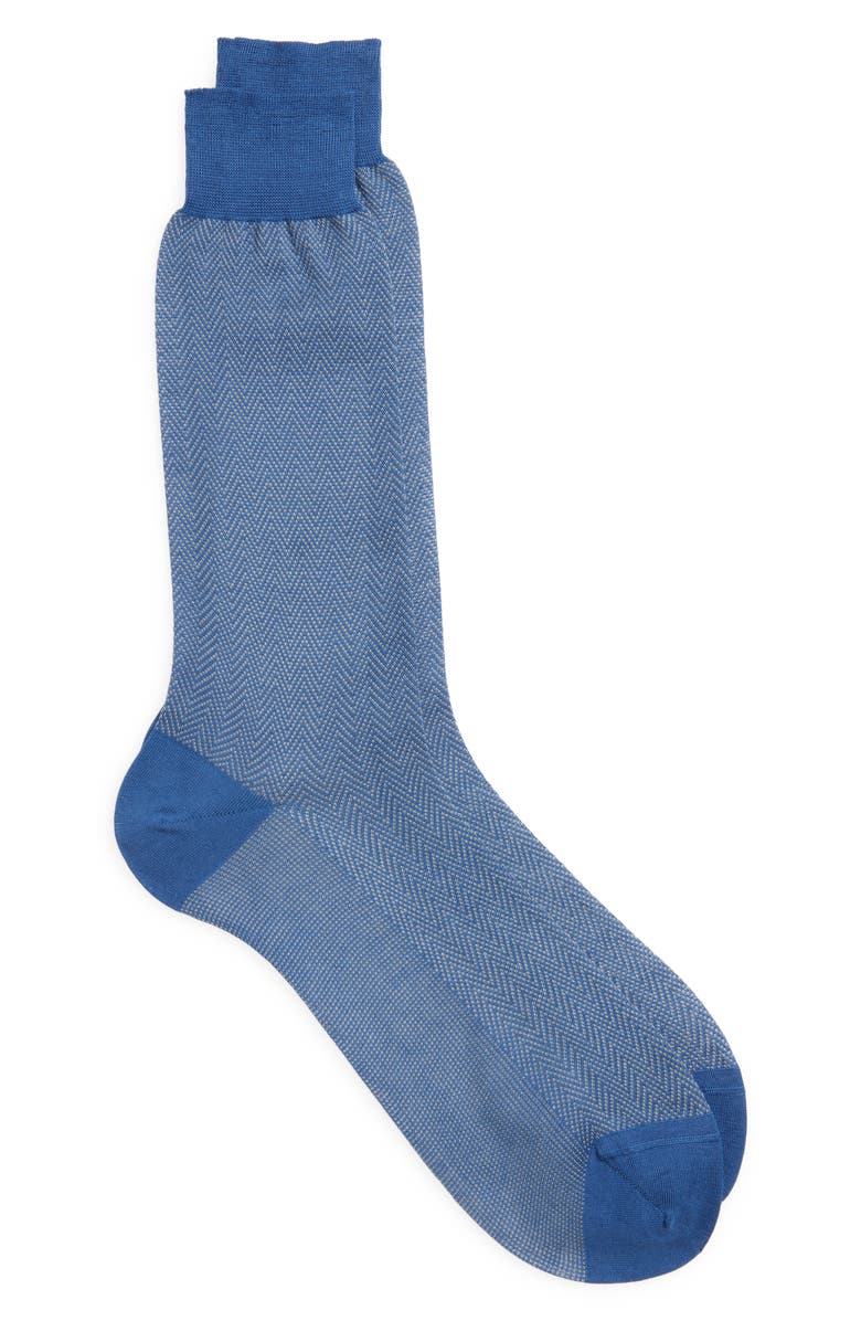 Canali Herringbone Cotton Dress Socks, Main, color, 