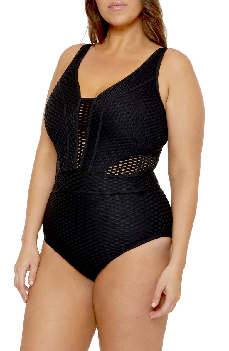 Becca Etc. Castaway One-Piece Swimsuit Plus), Alternate, color, Black