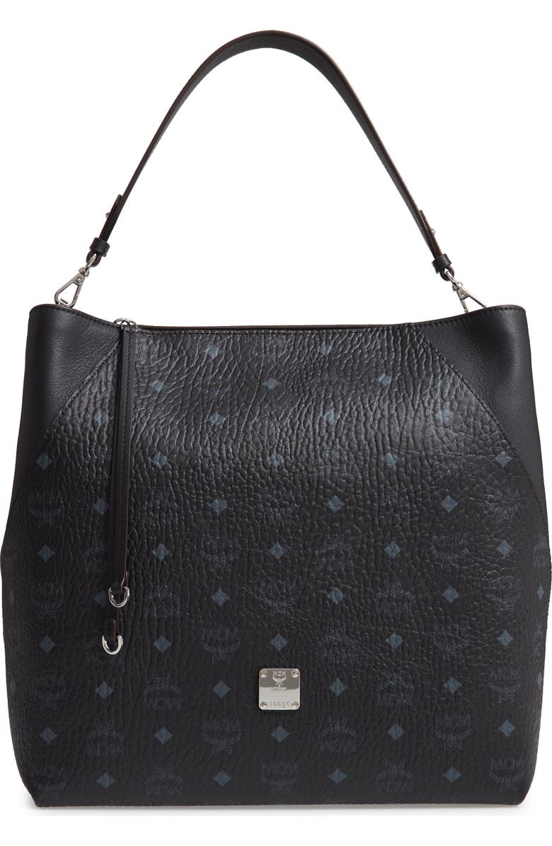 MCM Large Klara Visetos Coated Canvas Hobo, Main, color,