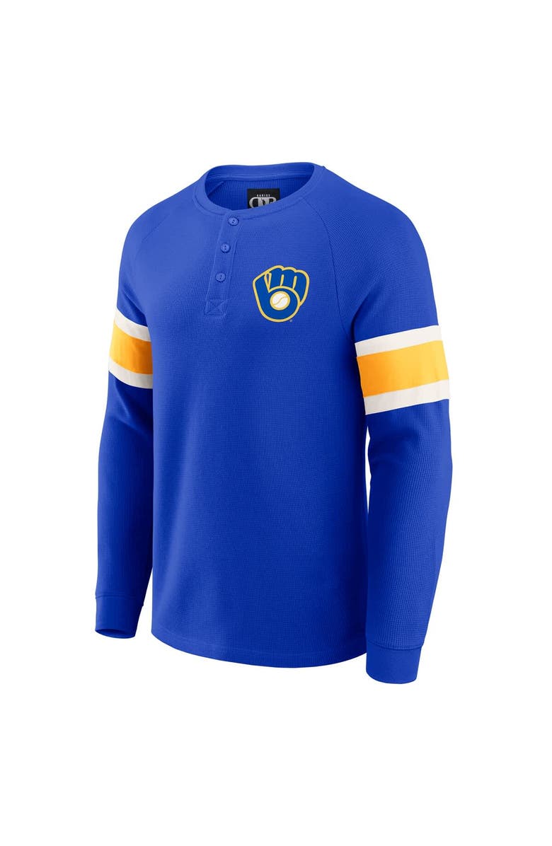 Darius Rucker Collection by Fanatics Men's Darius Rucker Collection by Fanatics Royal Milwaukee Brewers Waffle-Knit Raglan Long Sleeve Henley T-Shirt, Alternate, color, Royal
