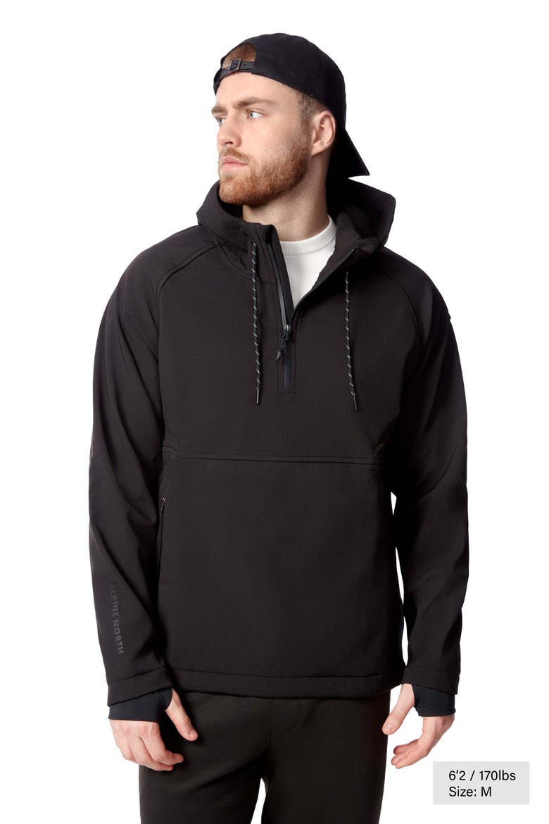 Vargas - Men's Water-repellant Hooded Pullover Softshell, Alternate, color, BLACK