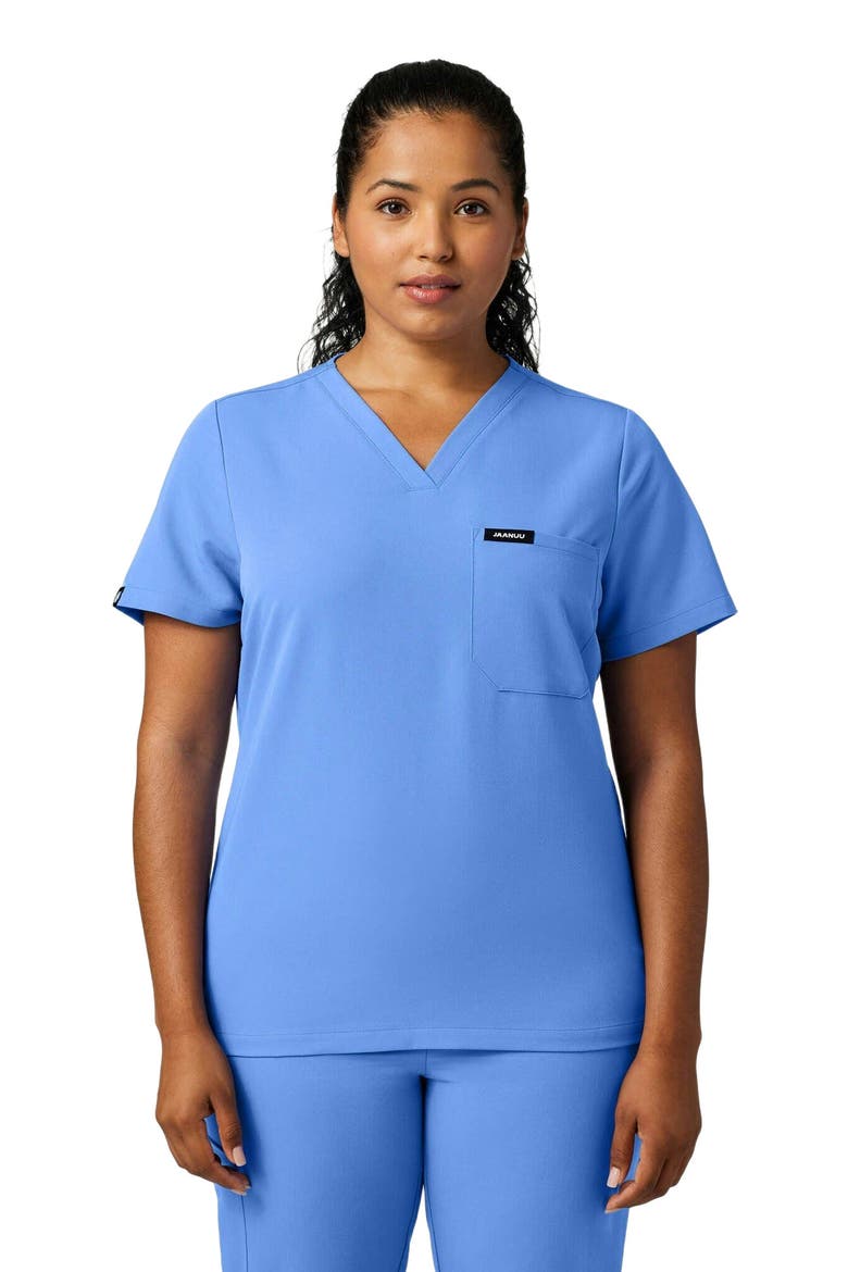 Rhena Women's 1-Pocket Slim V-Neck Scrub Top, Main, color, Ceil Blue