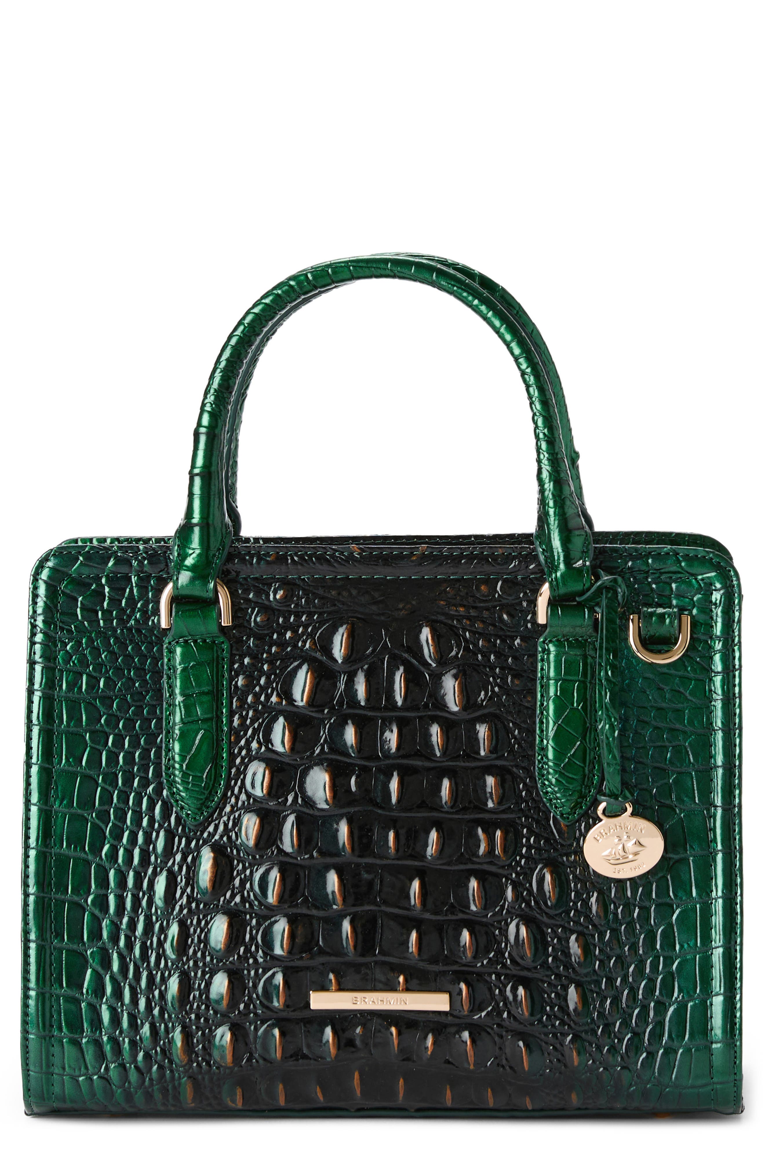 Brahmin Cami Croc Embossed Leather Satchel, Main, color, 
