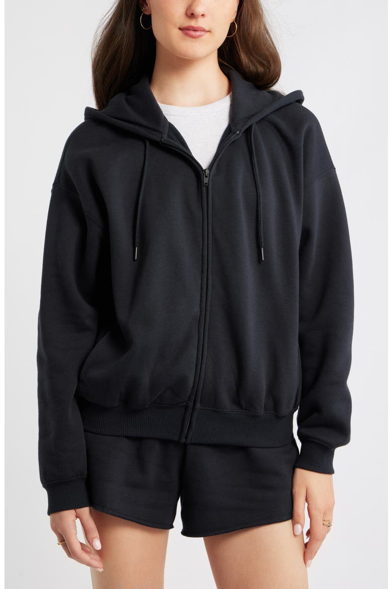 Bubble Zip Hoodie, Alternate, color, BLACK JET