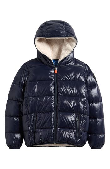 Save The Duck Kids' Gavin Hooded Puffer Jacket In Blue