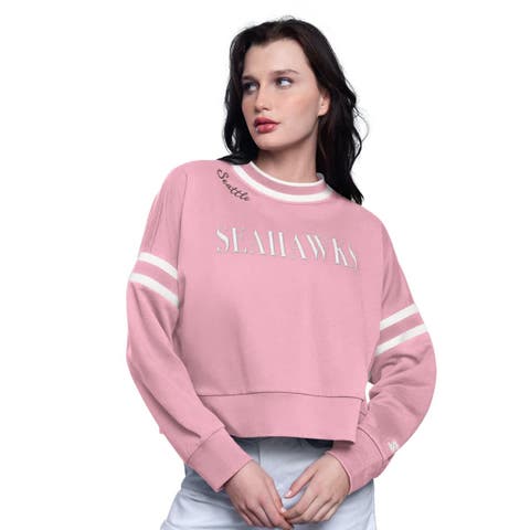 Women's Starter  Pink Seattle Seahawks Power Play Cropped Pullover Sweatshirt