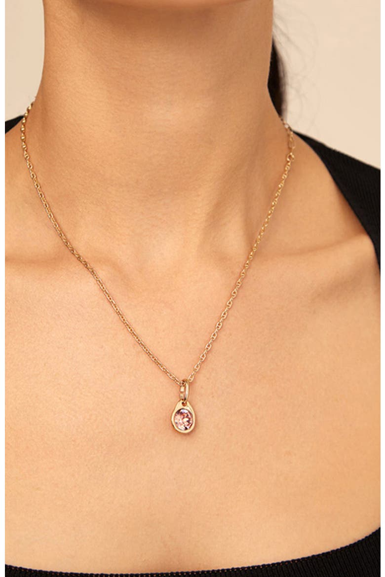Gold-Plated Charm with Pink Crystal, Alternate, color, Gold