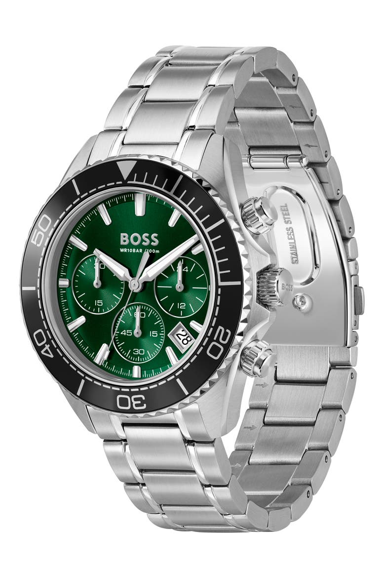 Sealiner Green Chronograph Bracelet Watch, 44mm, Alternate, color, GREEN