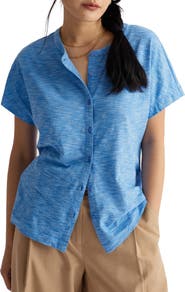 Seasalt Cornwall Tor Grass Organic Cotton Knit Button-Up Shirt