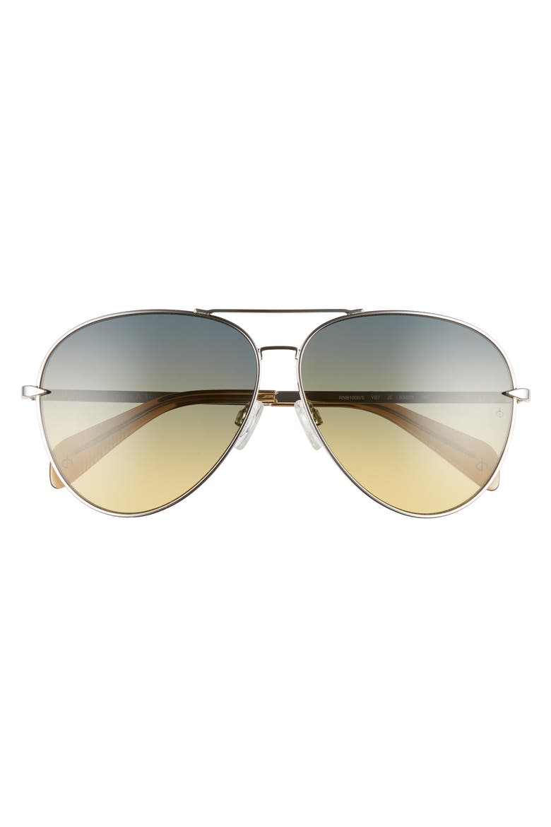 63mm Oversize Aviator Sunglasses, Alternate, color, SILVER
