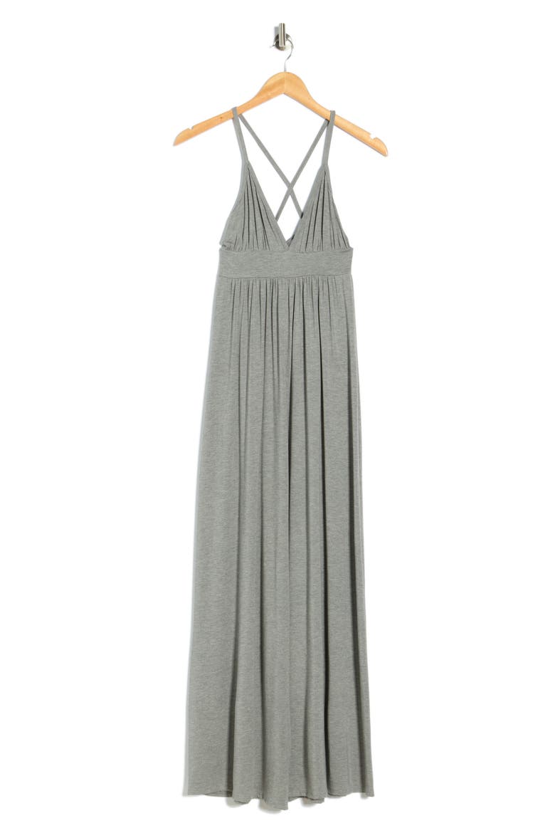 Cross Back Maxi Dress, Alternate, color, CHARCOAL