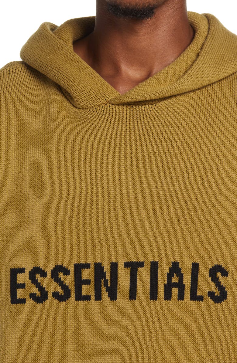 Fear of God Essentials Oversize Knit Hoodie, Alternate, color, Amber
