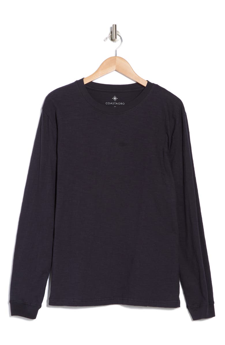 Coastaoro Long Sleeve Slubby Crewneck T-Shirt, Alternate, color, Black