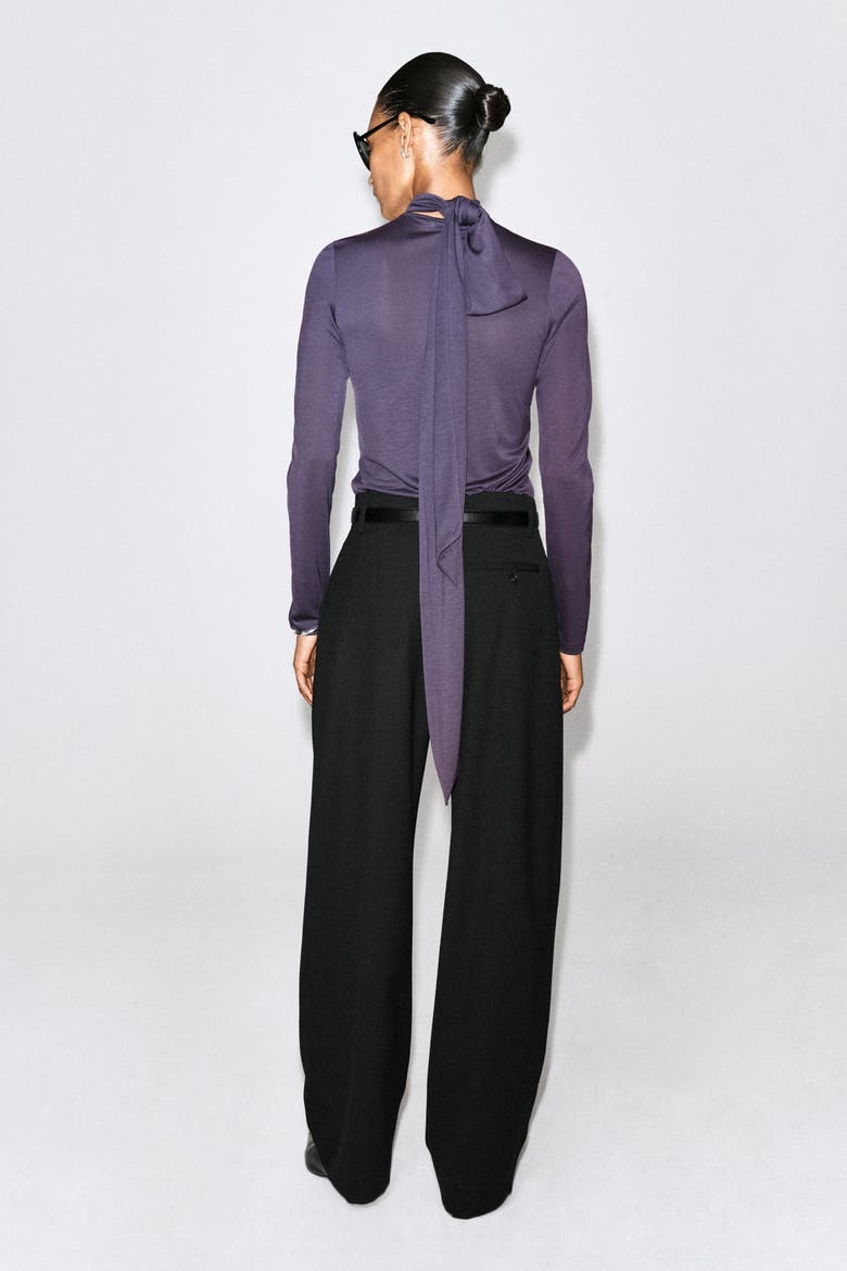 Fluid Scarf-Detail Top, Alternate, color, DARK PURPLE