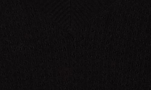Dr2 By Daniel Rainn V-neck Short Sleeve Pointelle Sweater In Black