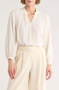 ELIE ELIE TAHARI Pleated Tie Neck Balloon Sleeve Top