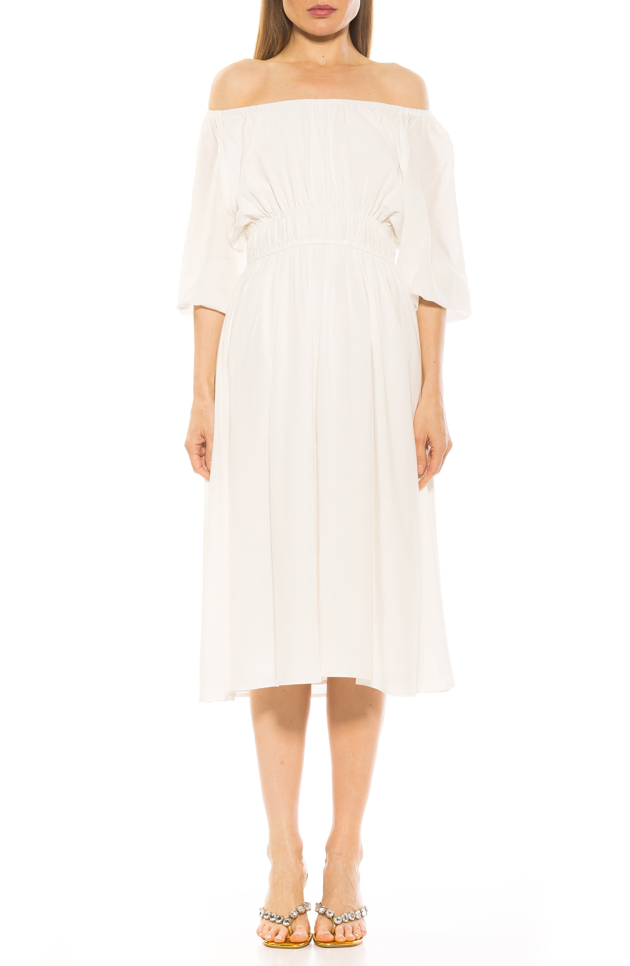 Alexia Admor Emily Balloon Sleeve Fit & Flare Midi Dress