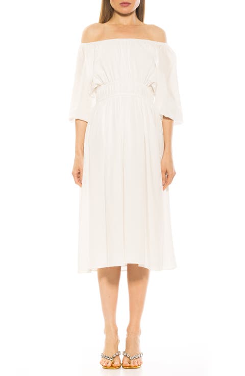 Emily Balloon Sleeve Fit & Flare Midi Dress