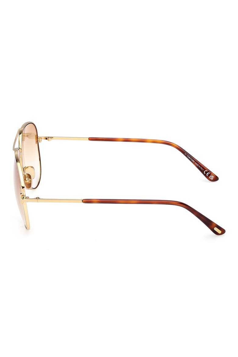 Clark 59mm Gradient Pilot Sunglasses, Alternate, color, SHINY GOLD / GRADIENT AMBER