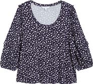 Liverpool Ruffle Sleeve Print Top