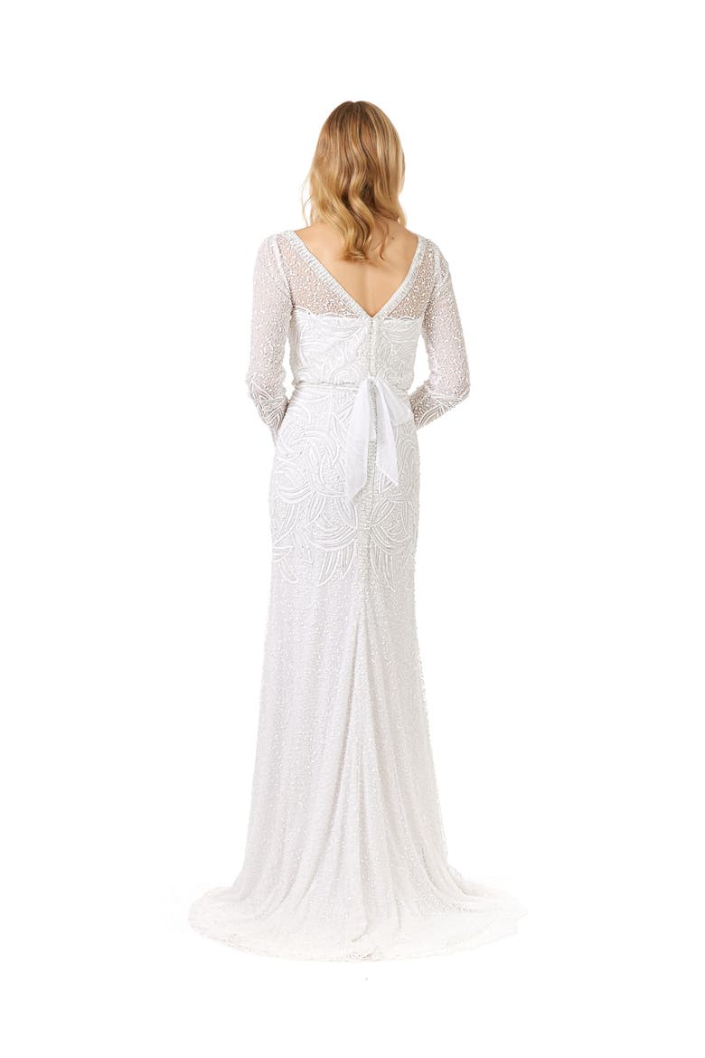 Grant Long Sleeve Beaded Wedding Dress, Alternate, color, Ivory