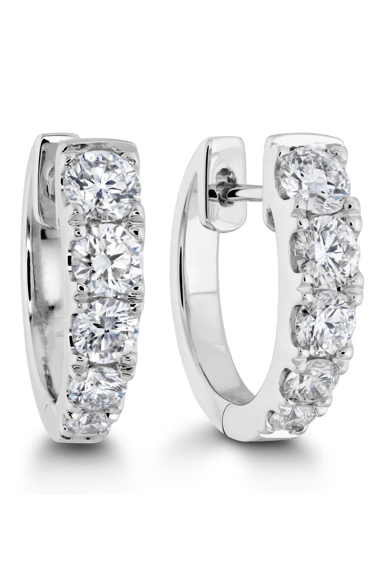 Essential Graduated Diamond Hoop Earrings, Alternate, color, WHITE GOLD