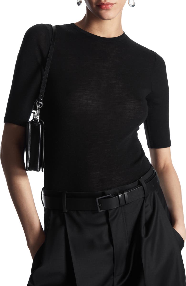 COS Slim Fit Wool Top, Main, color,