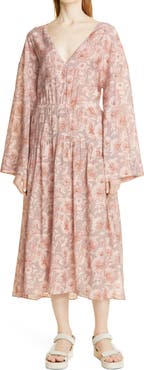 Vince Dahlia Print Long Sleeve Dress