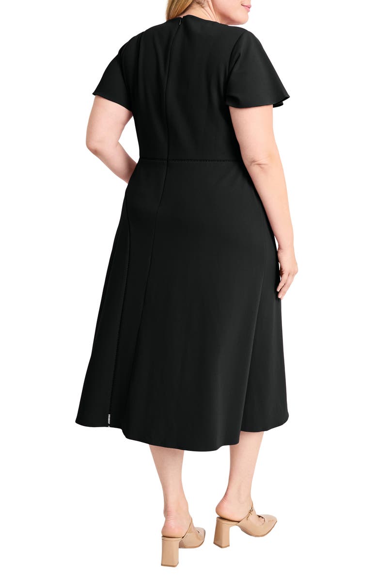 Maggy London Flutter Sleeve Fit & Flare Midi Dress, Alternate, color, Black