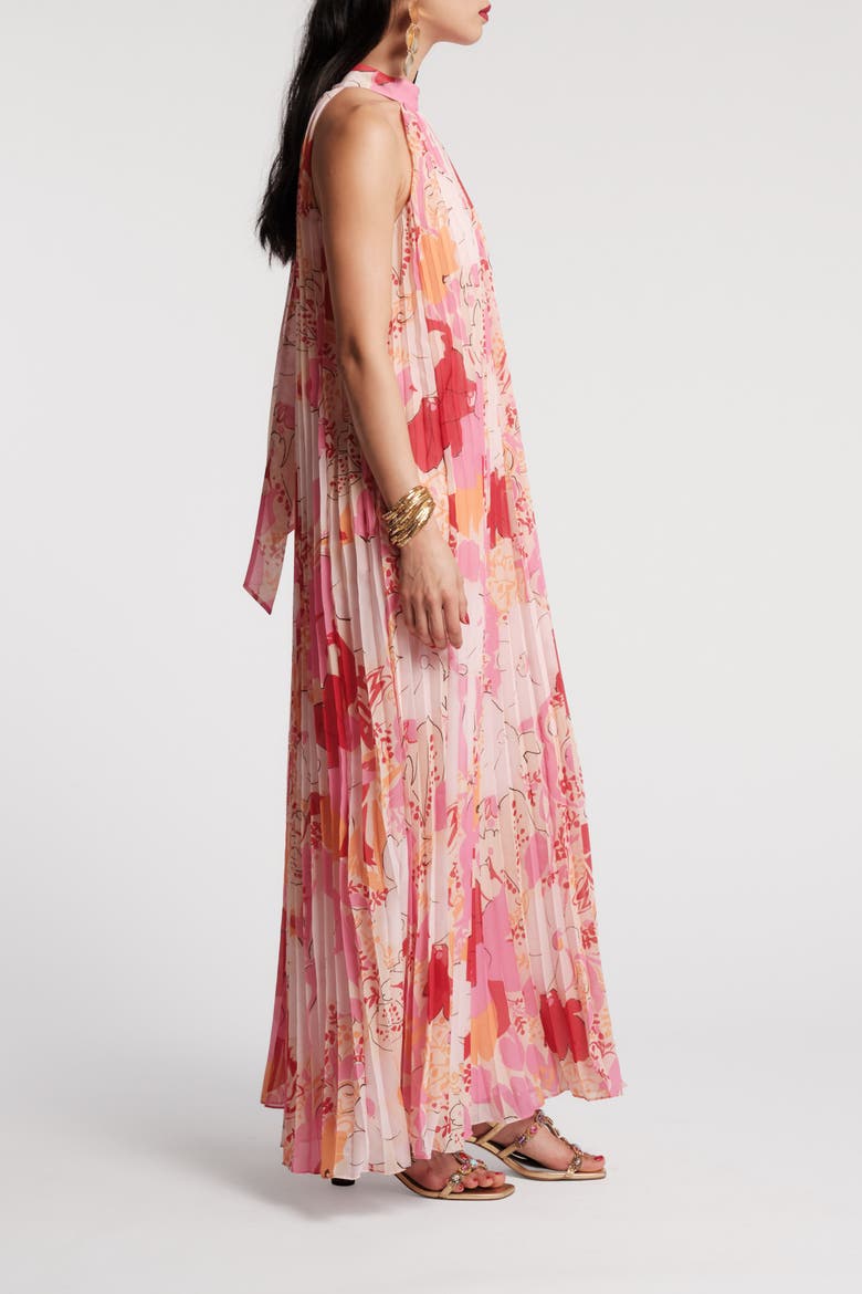 Slim Pleated Maxi Dress, Alternate, color, Pink/Multi