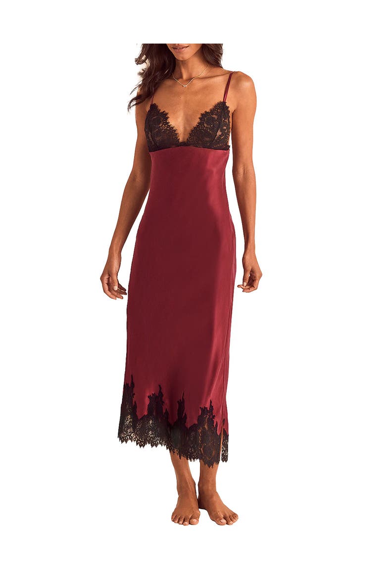 Vegan Atelier Collection Silk Gown Lingerie, Main, color, Dark red