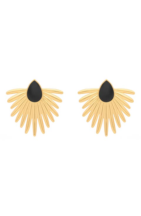 Onyx Deco Statement Drop Earrings