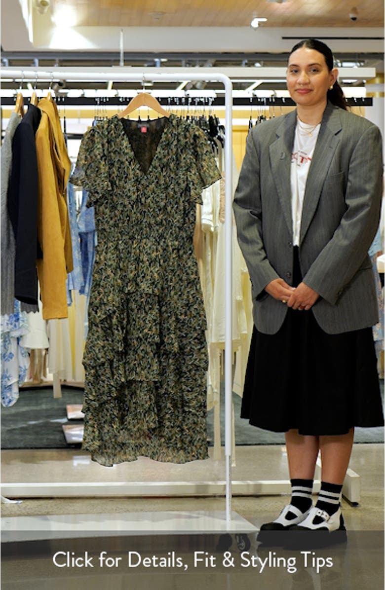 V-Print Georgette Tiered Dress, sales video thumbnail