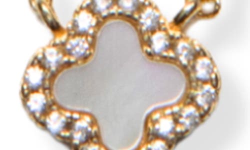 Argento Vivo Sterling Silver Mini Clover Mother-of-pearl Pendant Necklace In Gold